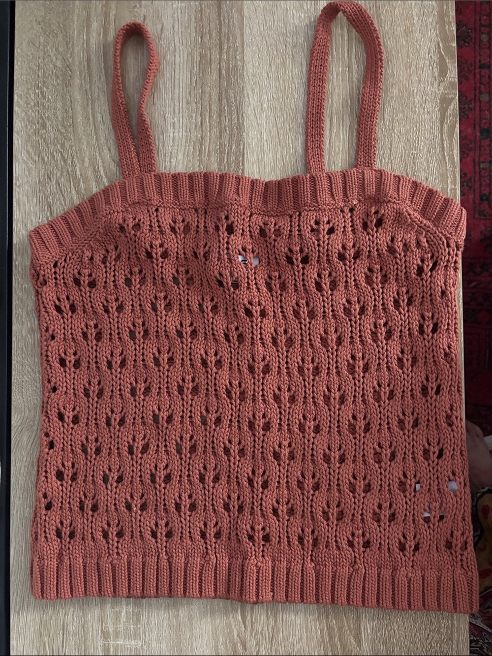 525 Terracotta Openwork Knit Camisole